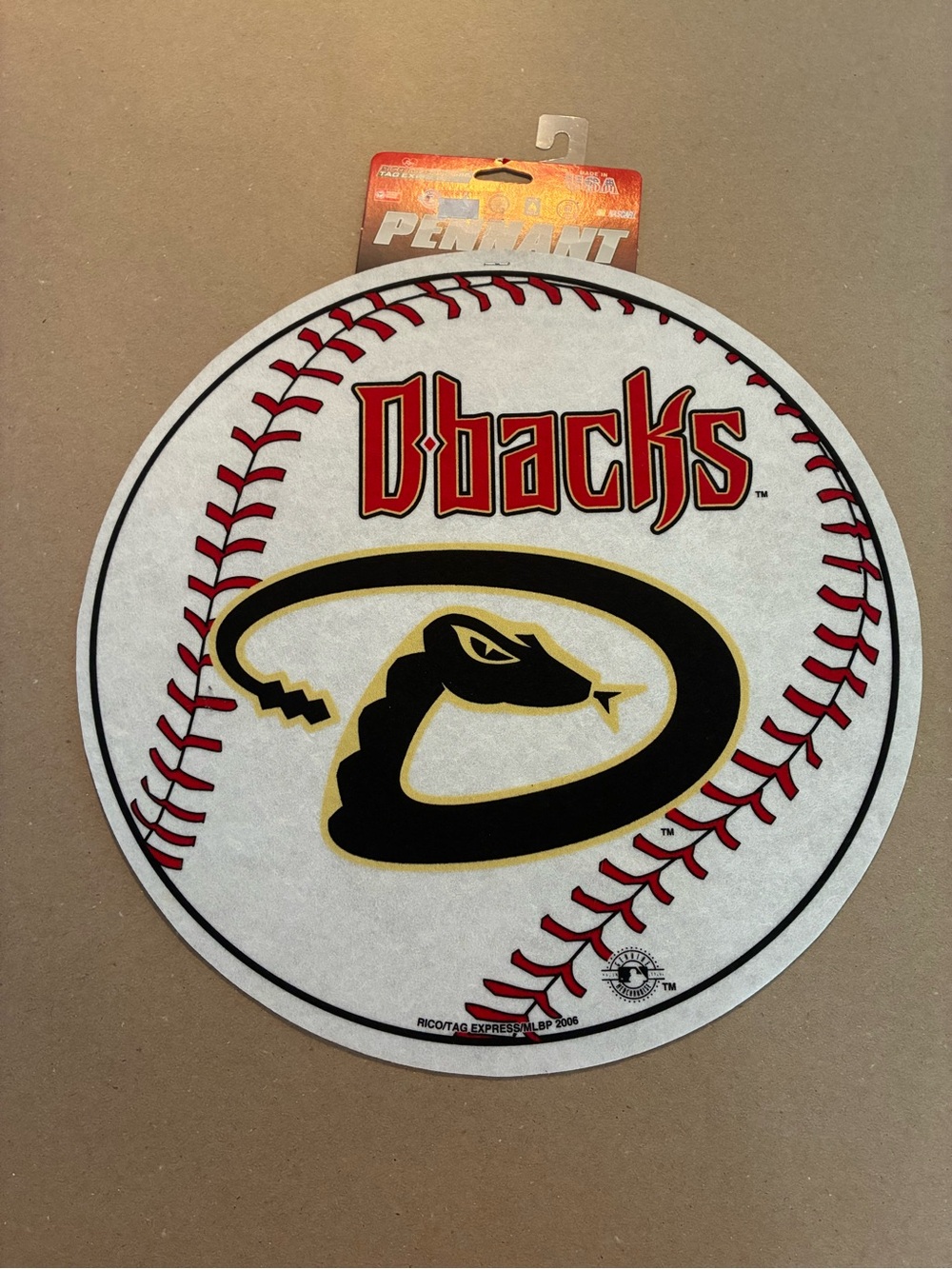 2006 Arizona Dbacks Baseball Wall Sign - Pennant 14.75” Circumference